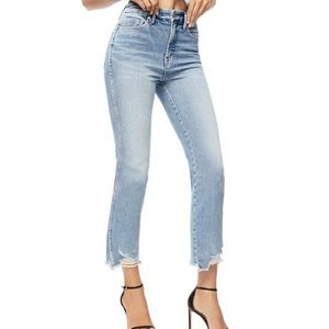 NWT Good American frayed hem straight leg jean
